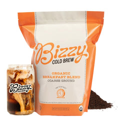 Bizzy Organic Cold Brew 2 lb bag, coarse-ground for smooth cold brews.