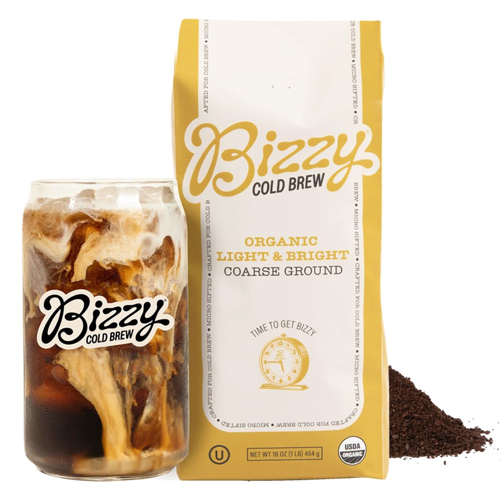 Bizzy Organic Cold Brew coarse-ground bag ready for smooth, easy cold brews.