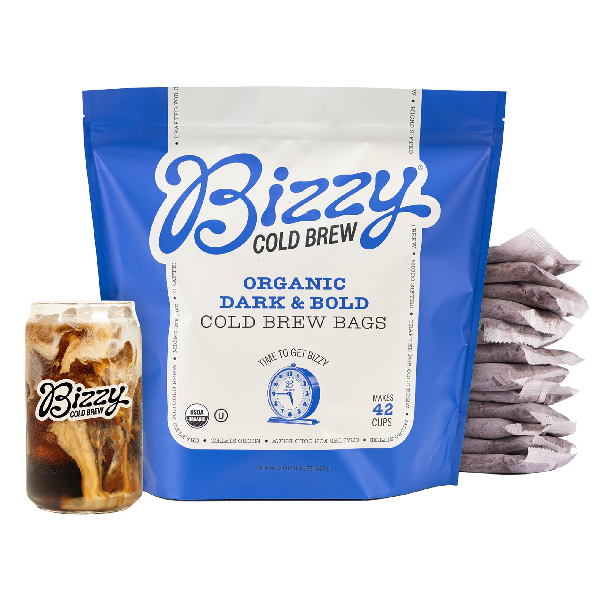 Bizzy Organic Cold Brew coarse-ground brew bags for smooth, ready-to-steep sessions.