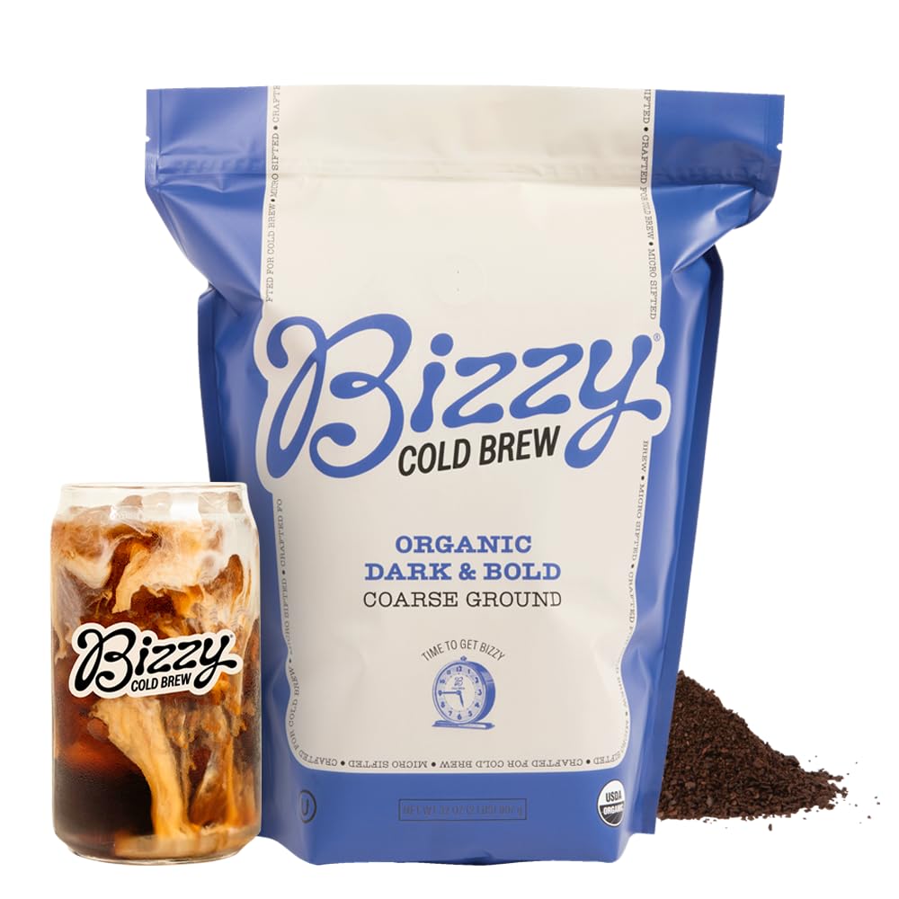 Bizzy Organic Cold Brew coarse ground for smooth, rich extraction.
