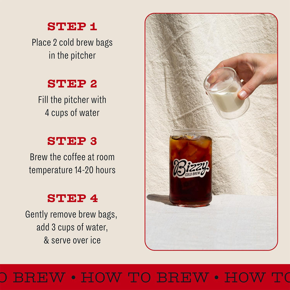 Bizzy Organic Cold Brew Coffee aroma steam highlights caramel and hazelnut notes