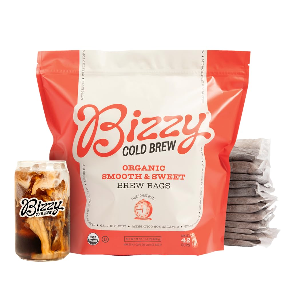 Bizzy Organic Cold Brew Coffee box emphasizes 42 cups for easy hosting