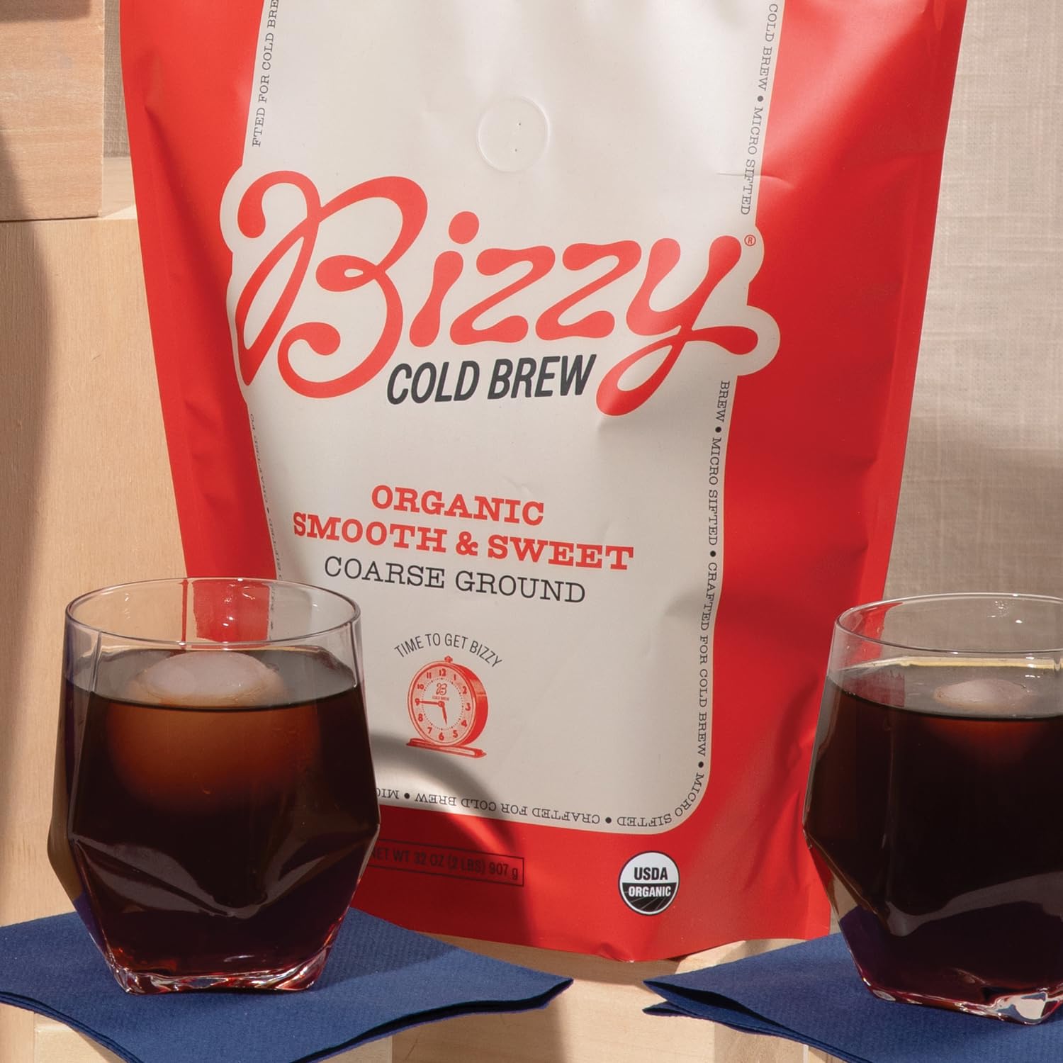 Bizzy Organic Cold Brew micro-sifted grind delivers consistent extraction for rich flavor