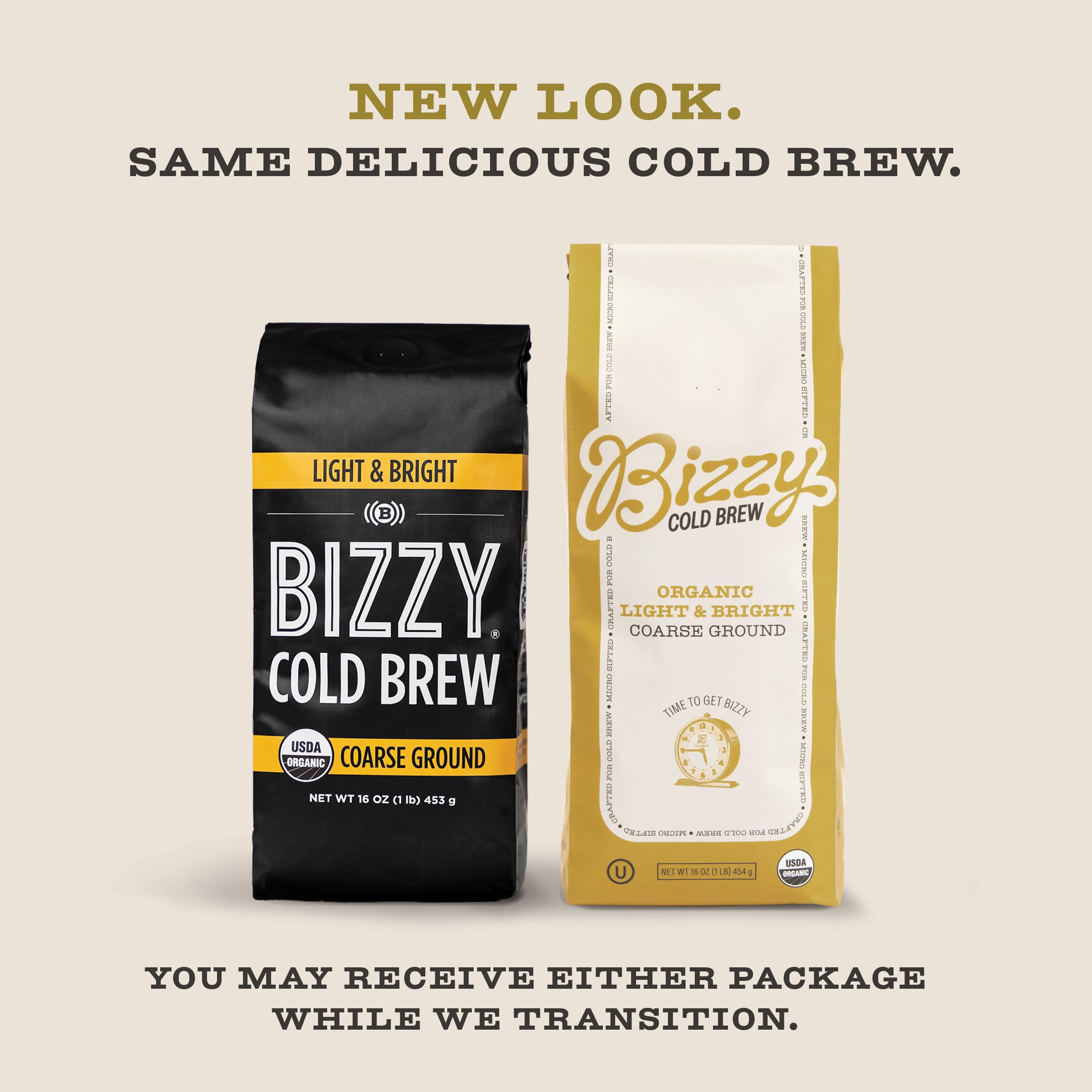 Bizzy Organic Cold Brew micro-sifted grinds designed for clean, balanced cold brew.