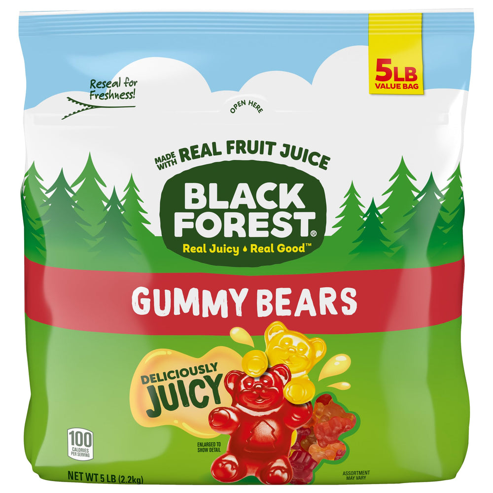Black Forest Gummy Bears in a 5lb bulk bag ready for family snacking.