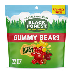Black Forest Gummy Bears in six flavors, ideal for on-the-go snacking.