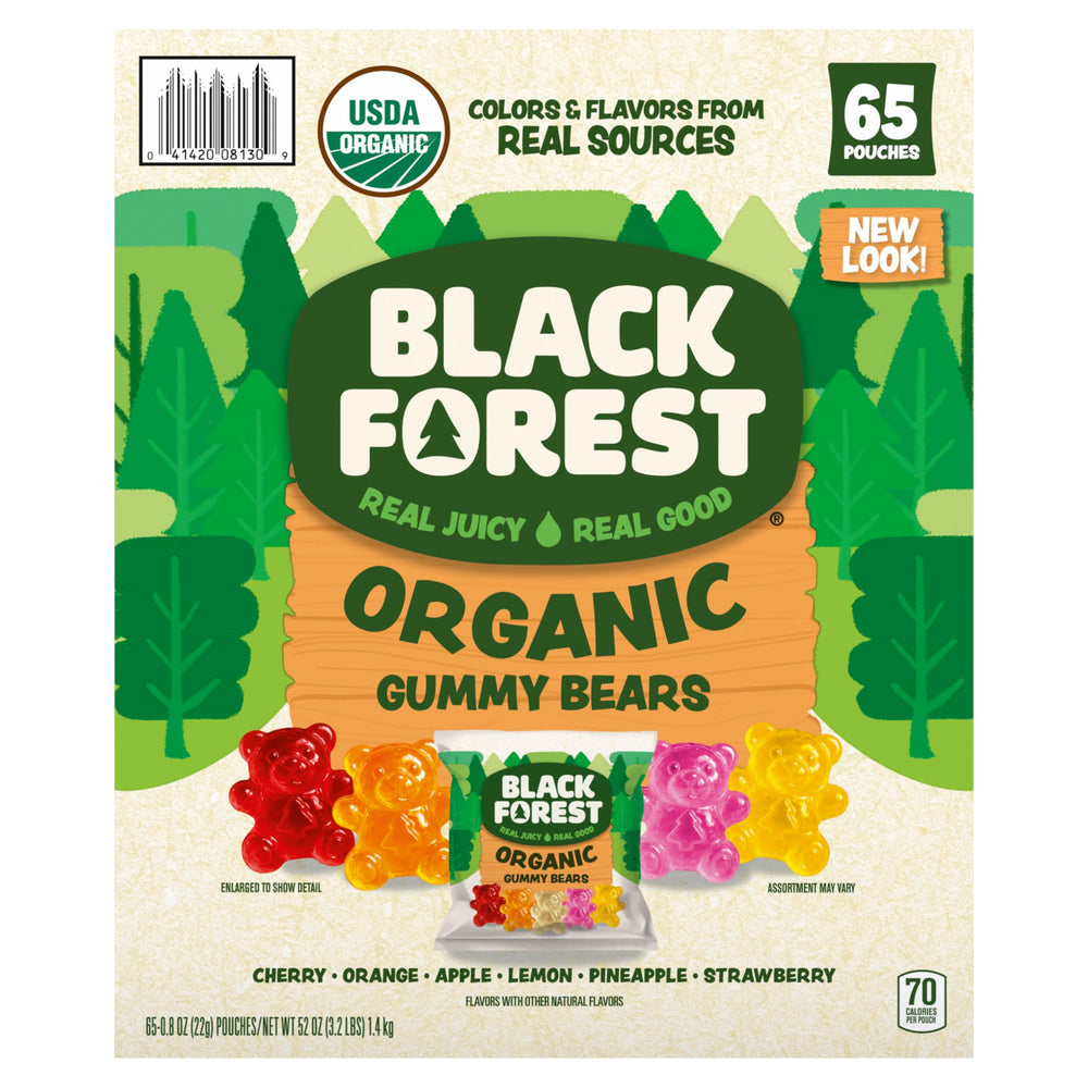 Black Forest Gummy Bears 65-pouch box shown, a convenient on-the-go snack.