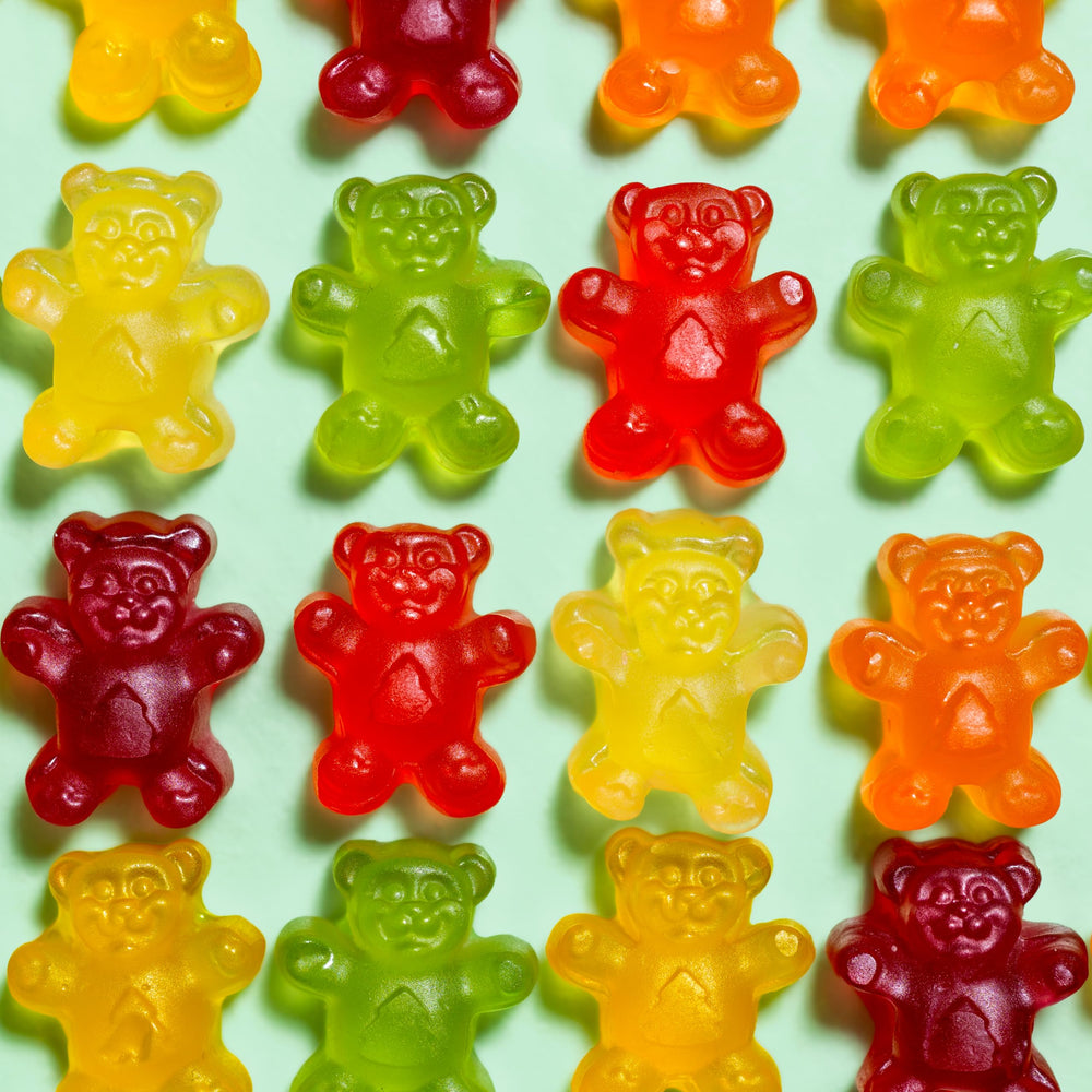 Black Forest Gummy Bears apple flavor bag close-up, resealable for freshness.