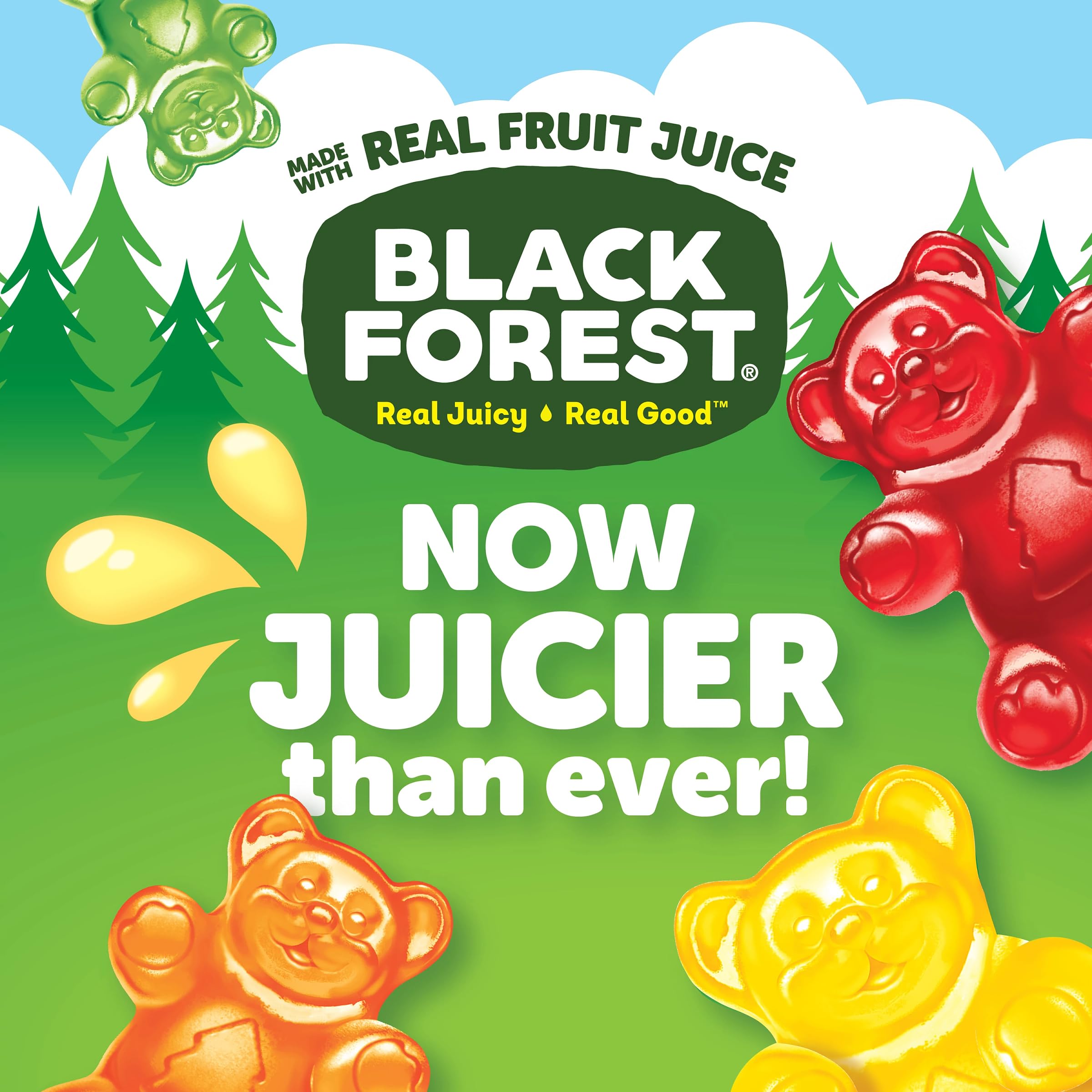 Black Forest Gummy Bears close-up texture shows chewy bite ideal for lunchboxes