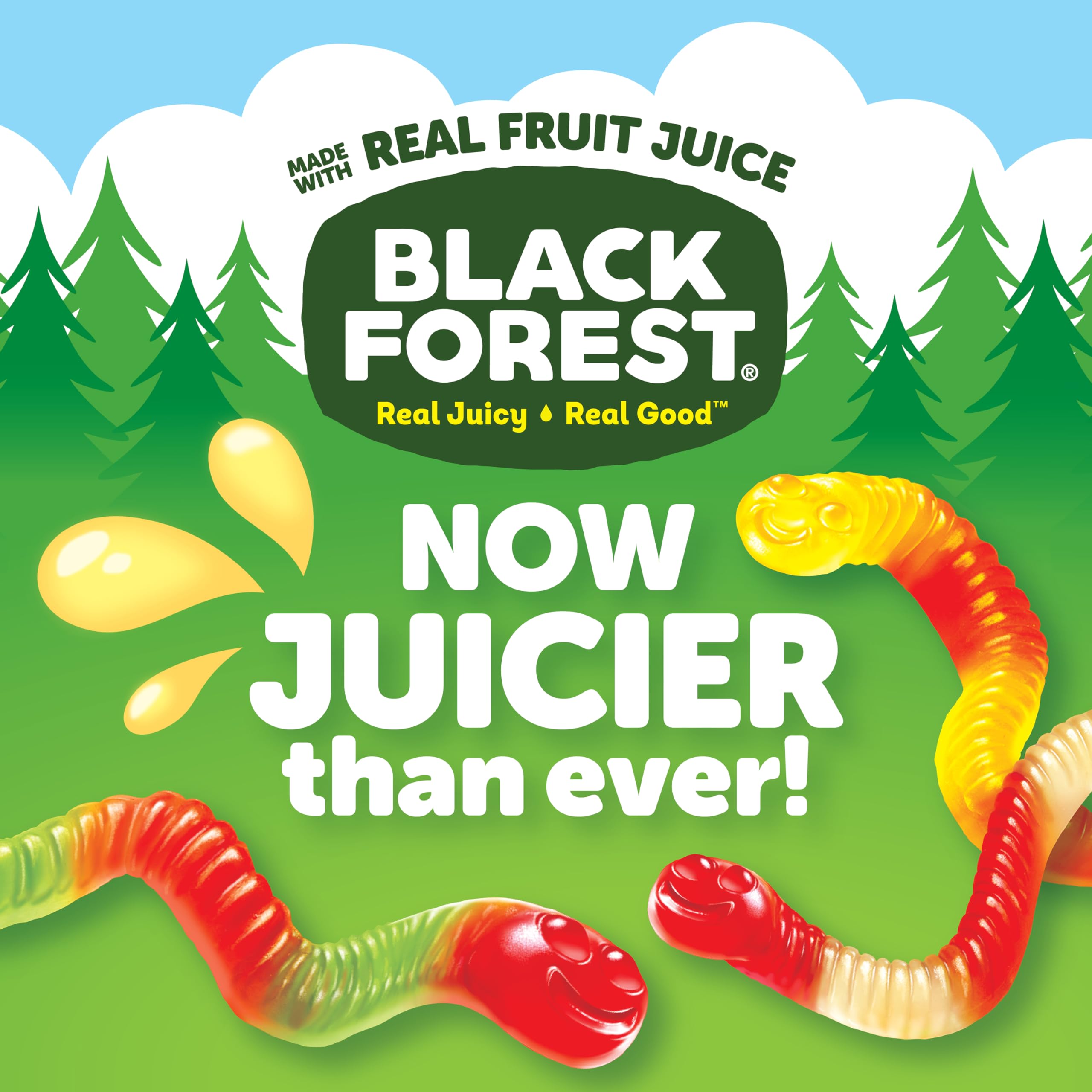 Black Forest Gummy Worms assorted flavors display, ideal for sharing with family