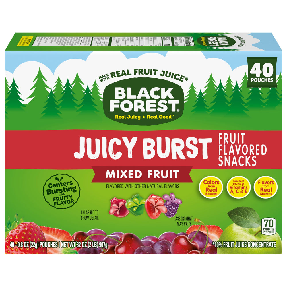 Lunchbox-ready Black Forest Juicy Burst snacks, portable and tasty.