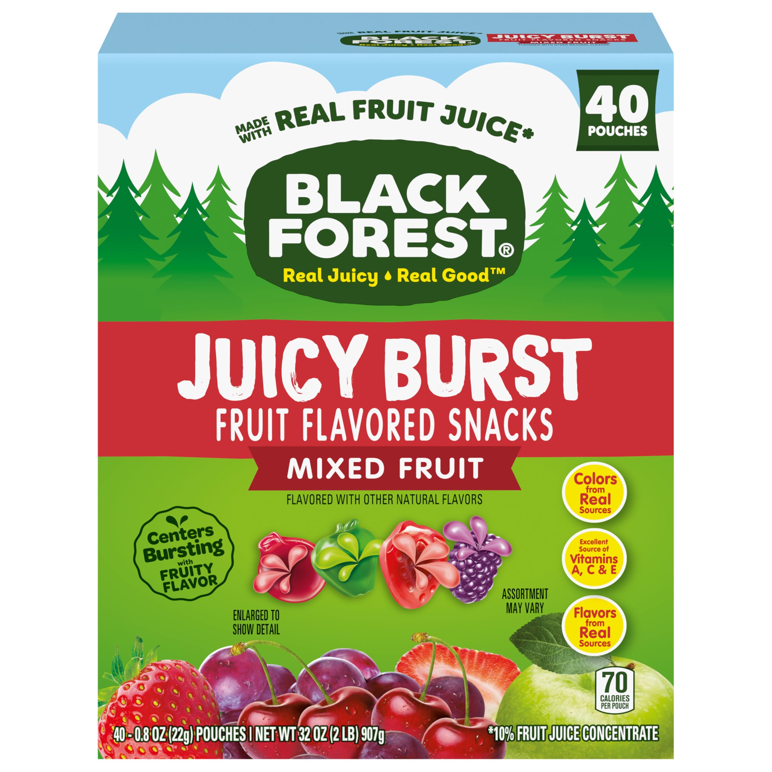 On-the-go snacking with Black Forest Juicy Burst pouches.