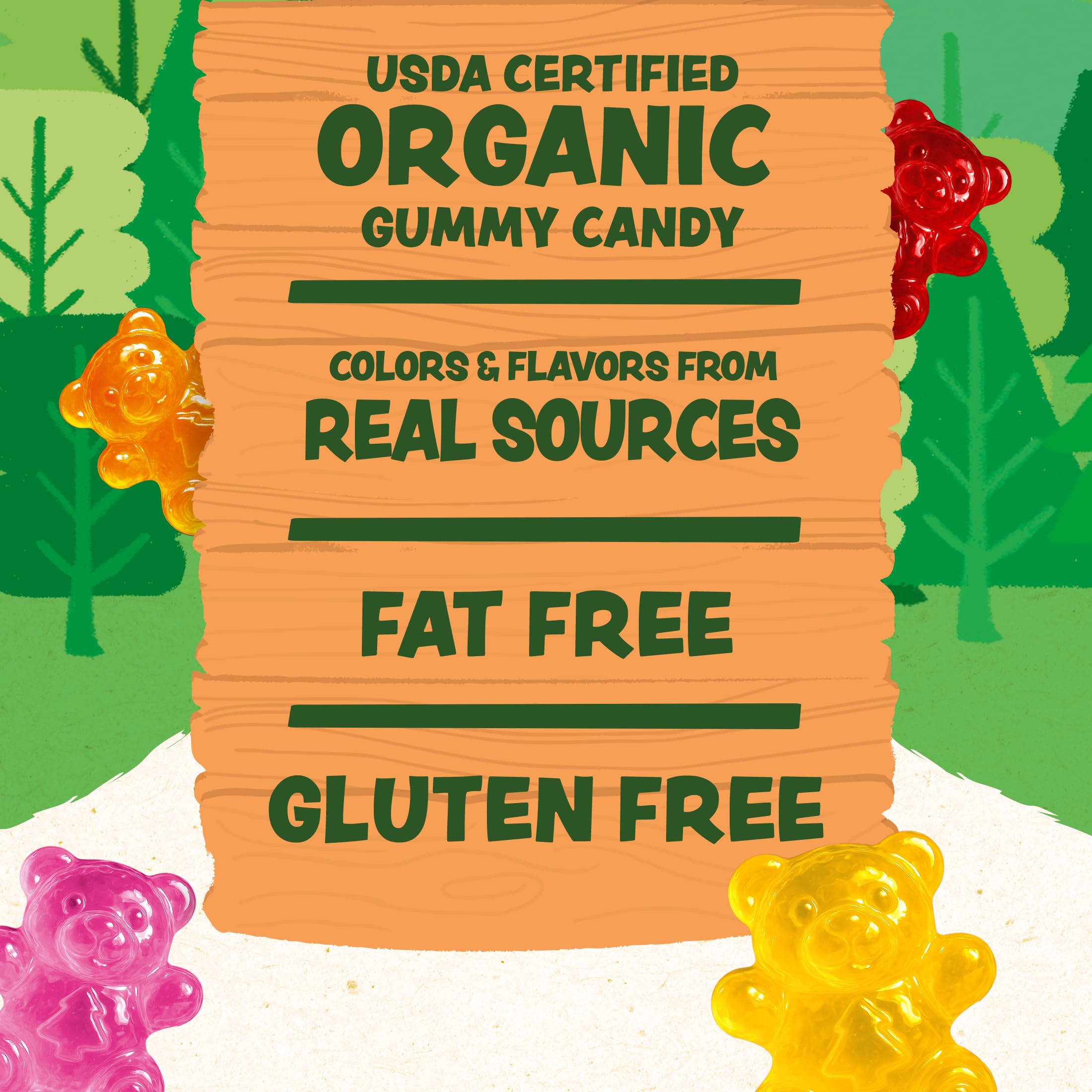 Real fruit juice flavor highlights in each Black Forest gummy
