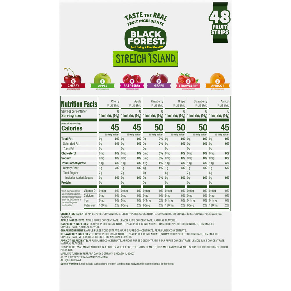 Black Forest Stretch Island apricot-fruit strip, sunny flavor on the go.