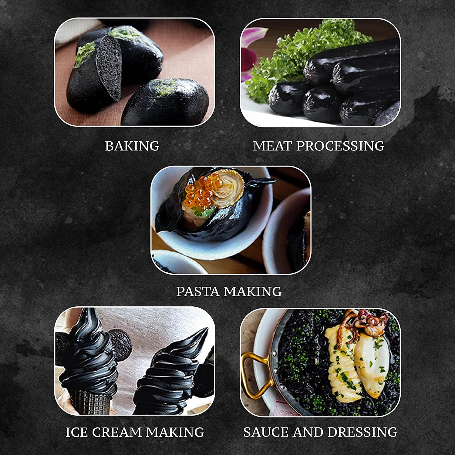 Bread dough tinted with Black Hut squid ink powder for dark crusts