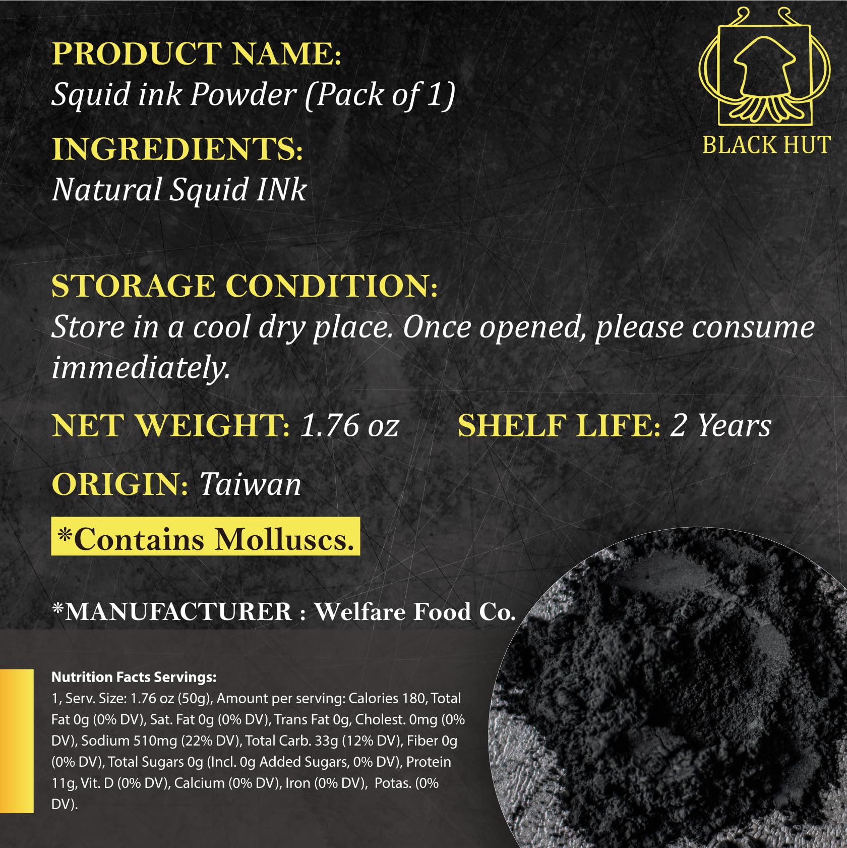 Dessert or ice cream tinted with Black Hut squid ink powder