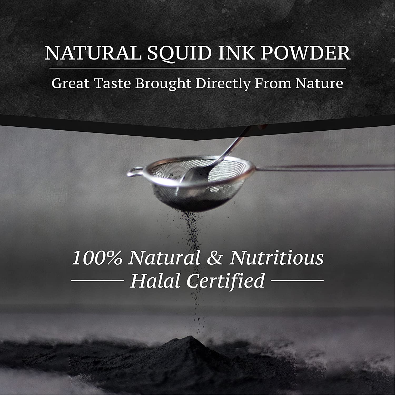 Black Hut squid ink powder jar ready for use in cooking