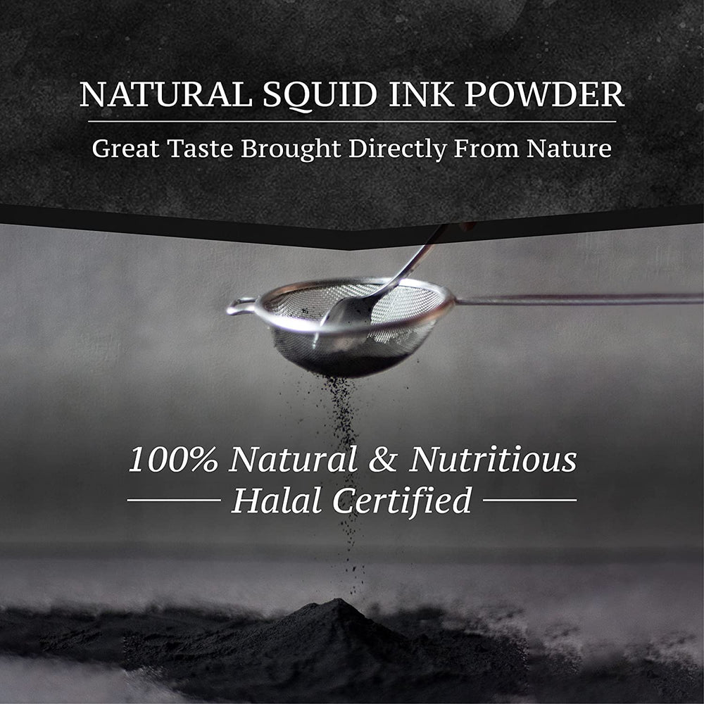 Black Hut squid ink powder jar ready for use in cooking