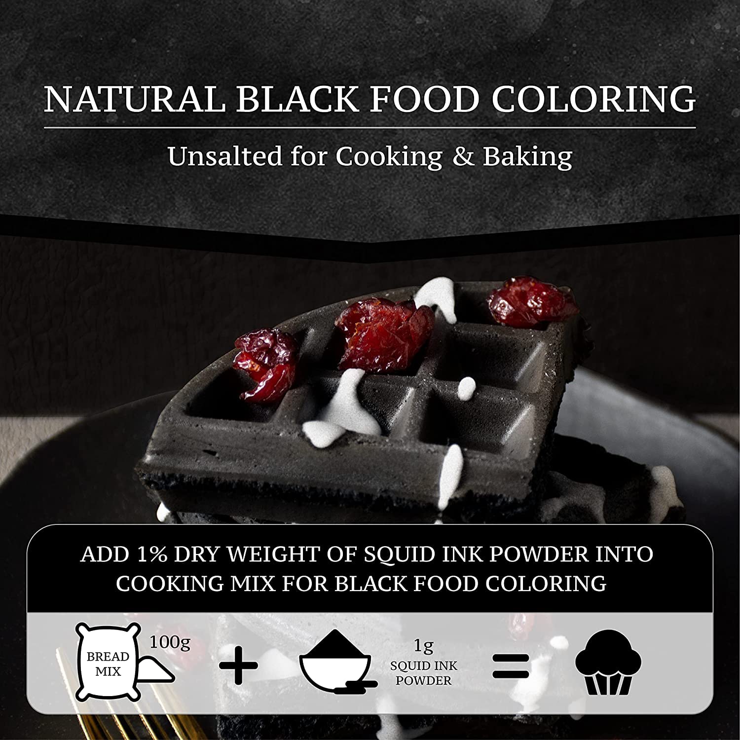 Cooked pasta with Black Hut squid ink powder for a dramatic black dish