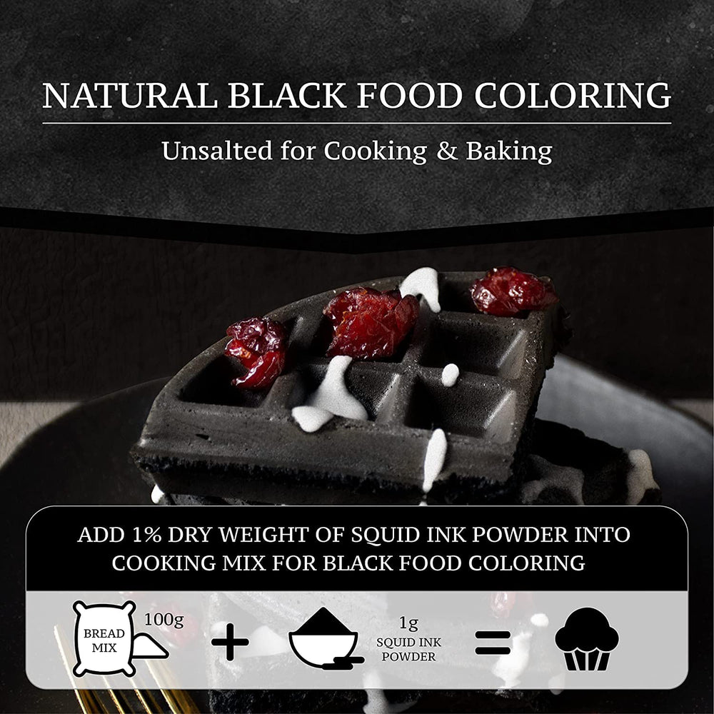 Cooked pasta with Black Hut squid ink powder for a dramatic black dish