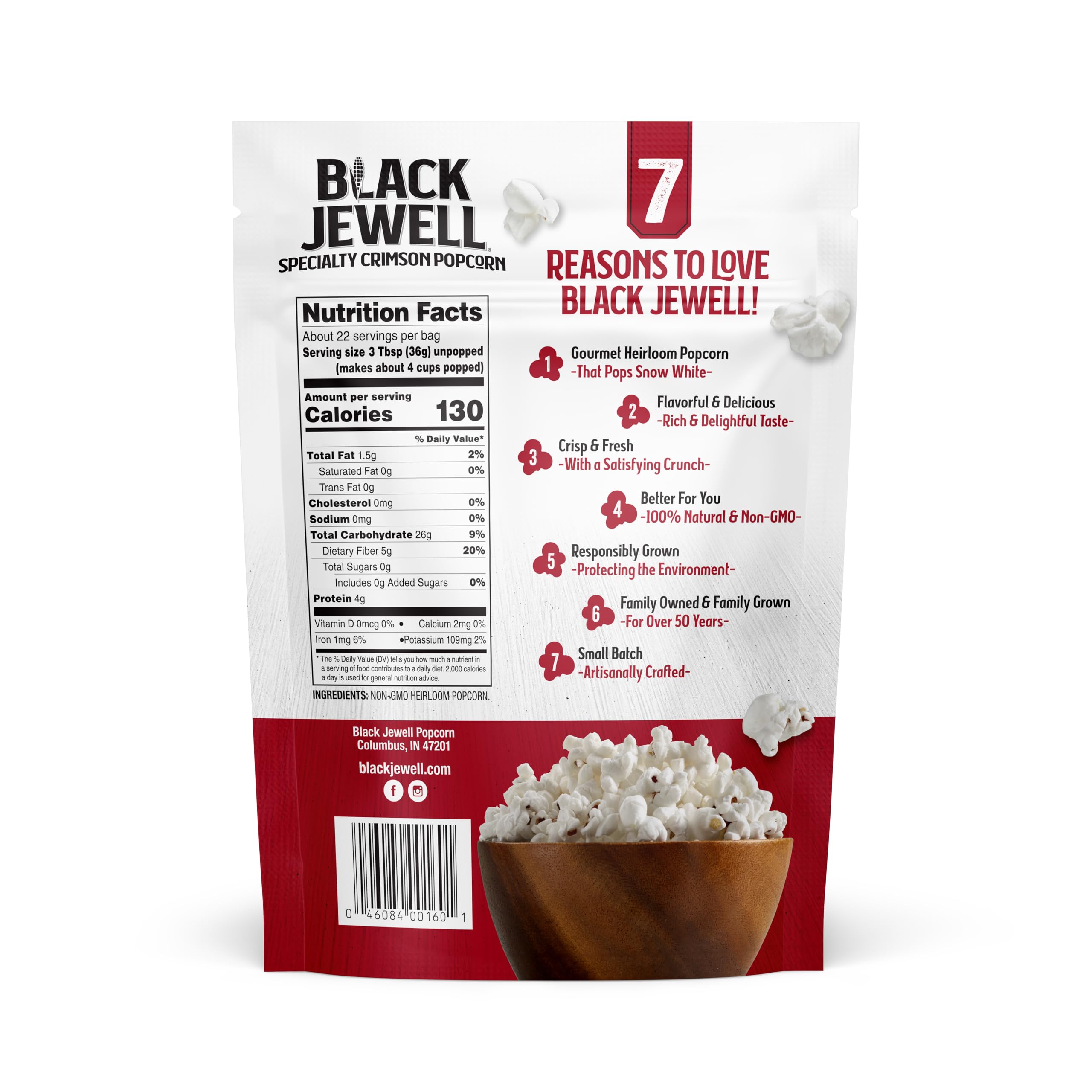 Black Jewell hulless popcorn closeup with tender, hull-free bites.