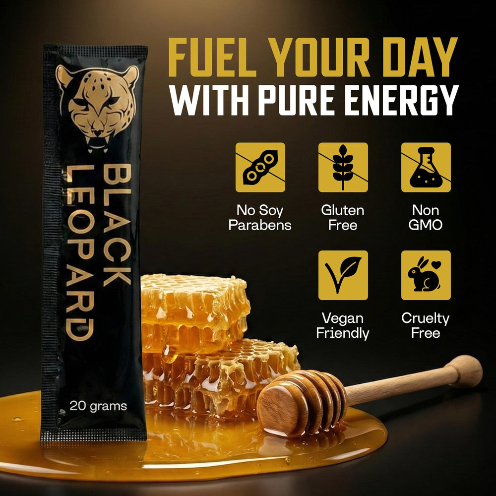 Black Leopard honey sachets pair well with tea as a natural sweetener