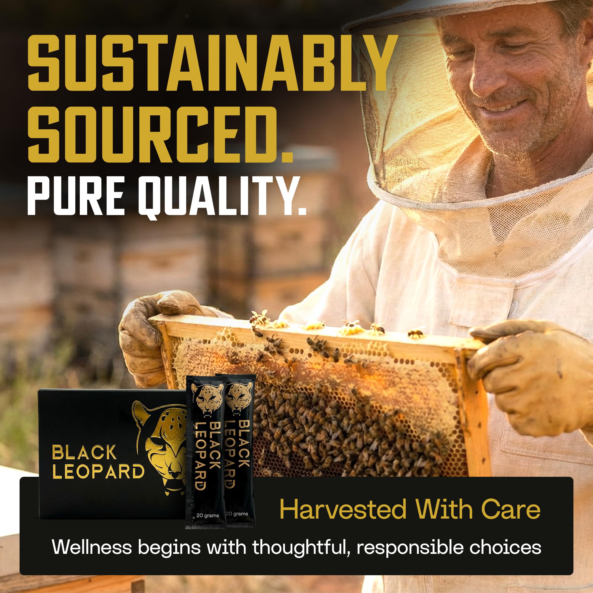 Black Leopard honey packs ideal for travel, workouts, and busy mornings