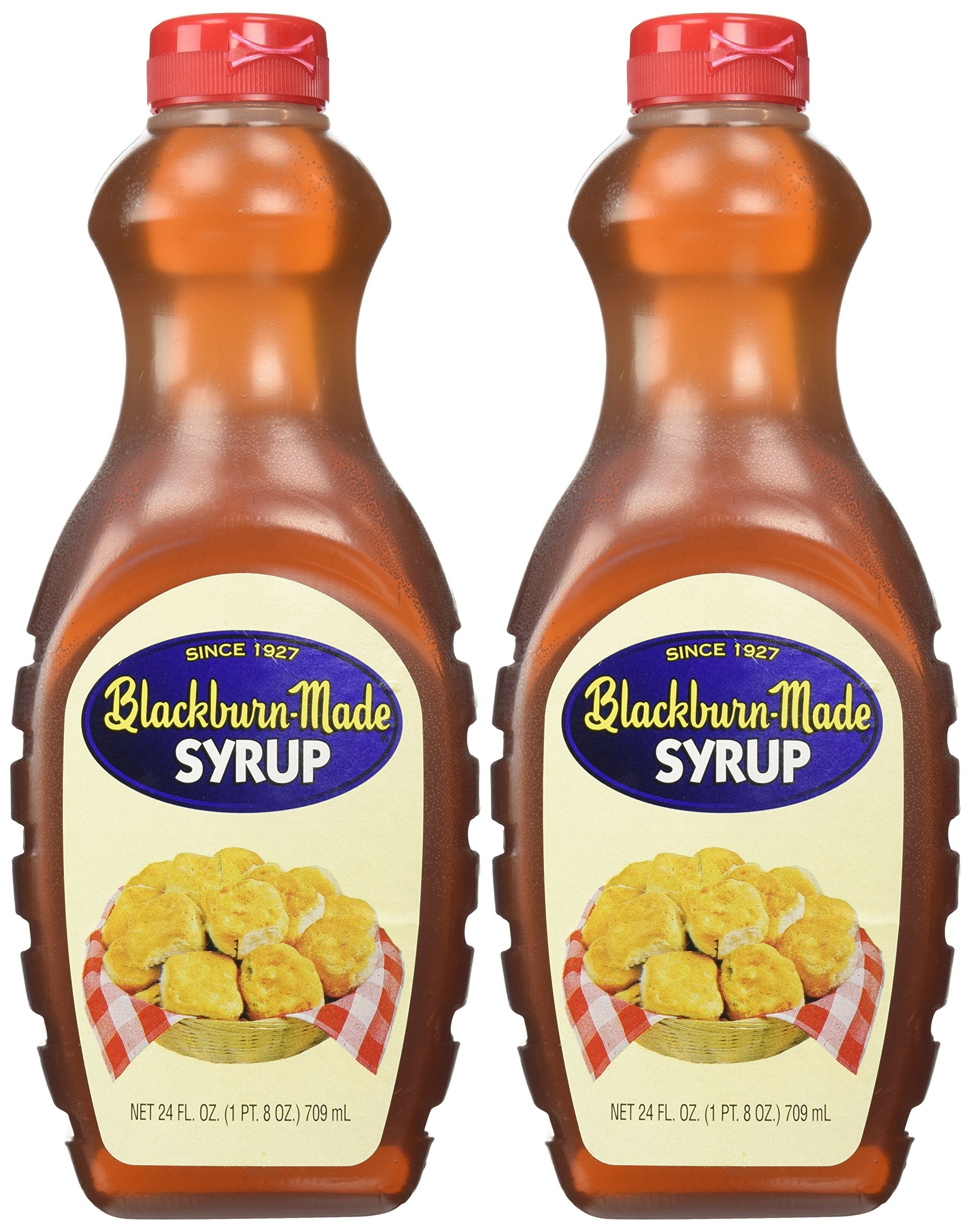 Blackburn's Pancake & Waffle Syrup bottle pouring rich sweetness for breakfast.
