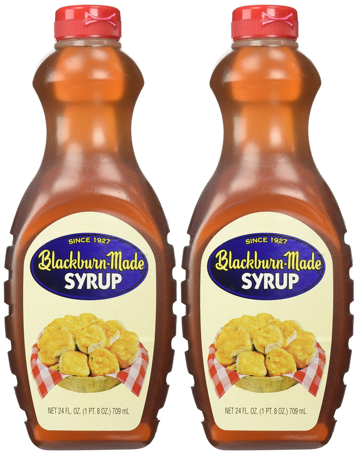Blackburn's Pancake & Waffle Syrup bottle pouring rich sweetness for breakfast.