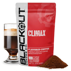 Blackout Coffee Co Climax Amaretto bag highlights bold aroma for quick morning brew
