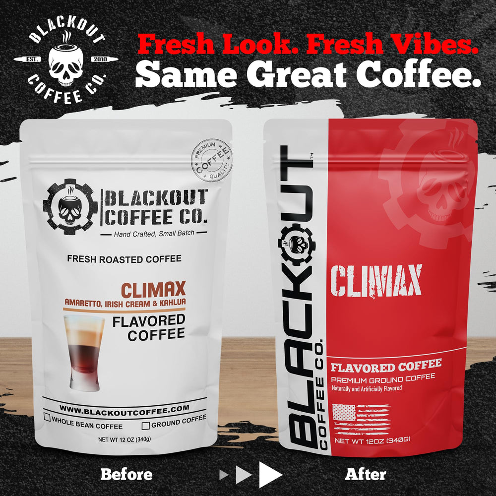 Blackout Coffee Co Climax Amaretto cup steaming reveals rich multi-note flavor