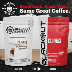 Blackout Coffee Co Climax Amaretto cup steaming reveals rich multi-note flavor