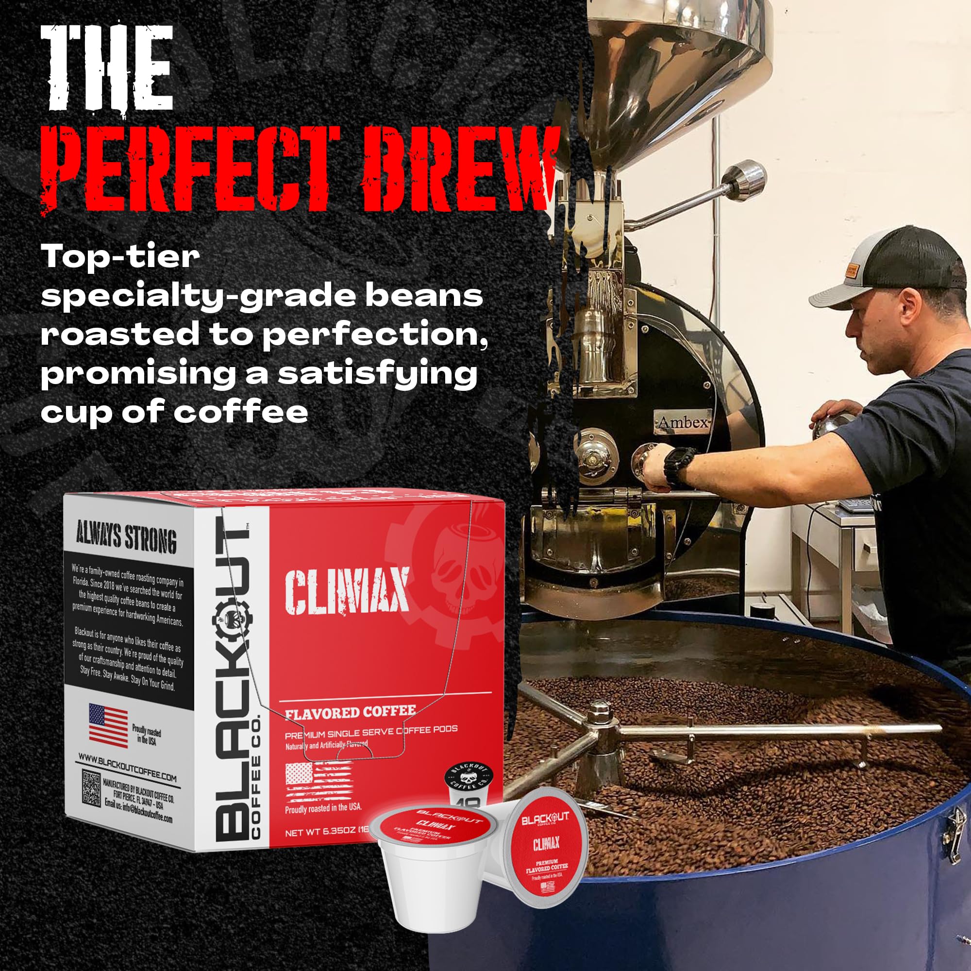 Blackout Coffee CLIMAX aroma rising from a hot mug