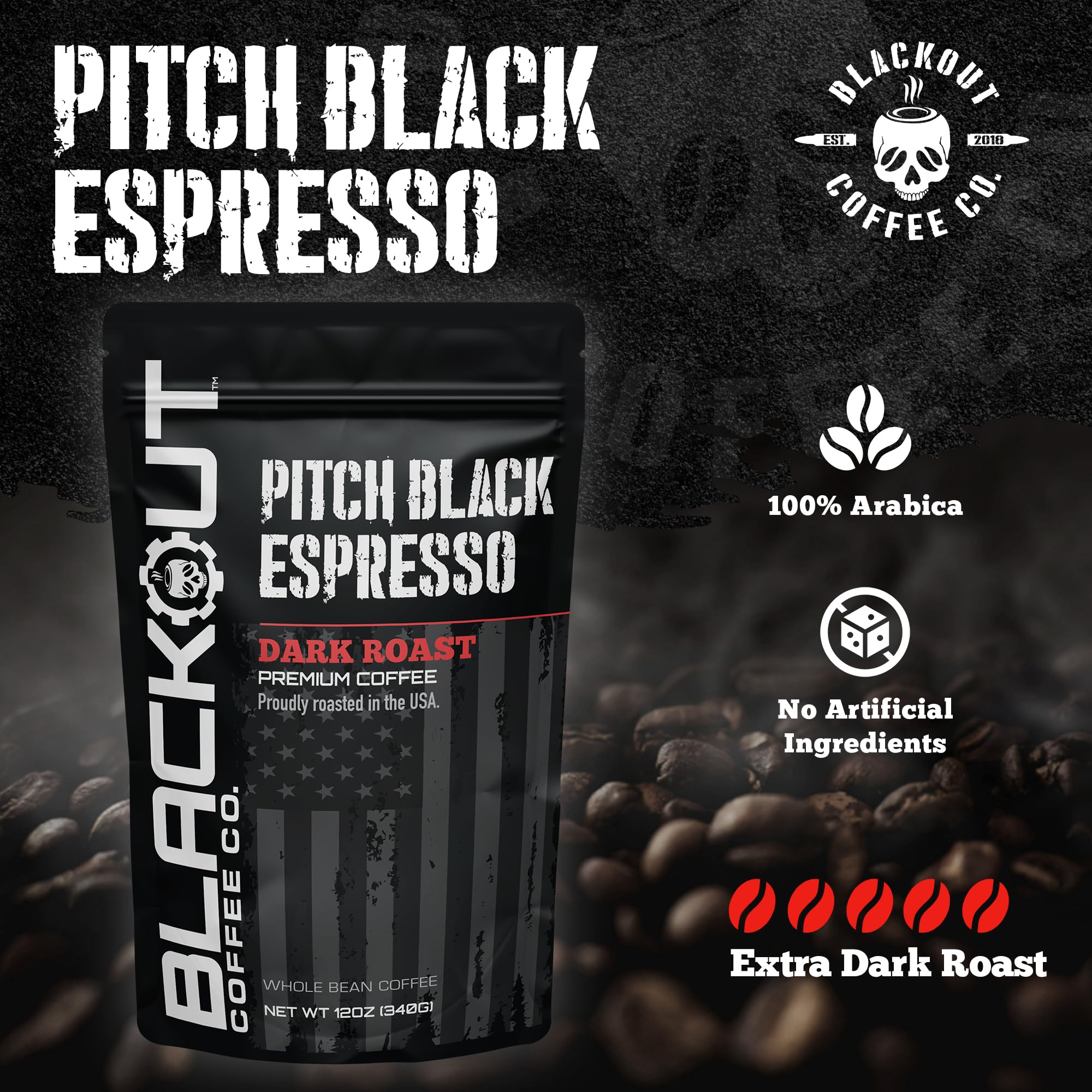 Blackout Coffee Pitch Black Espresso grind ready for your grinder and moka pot mornings.