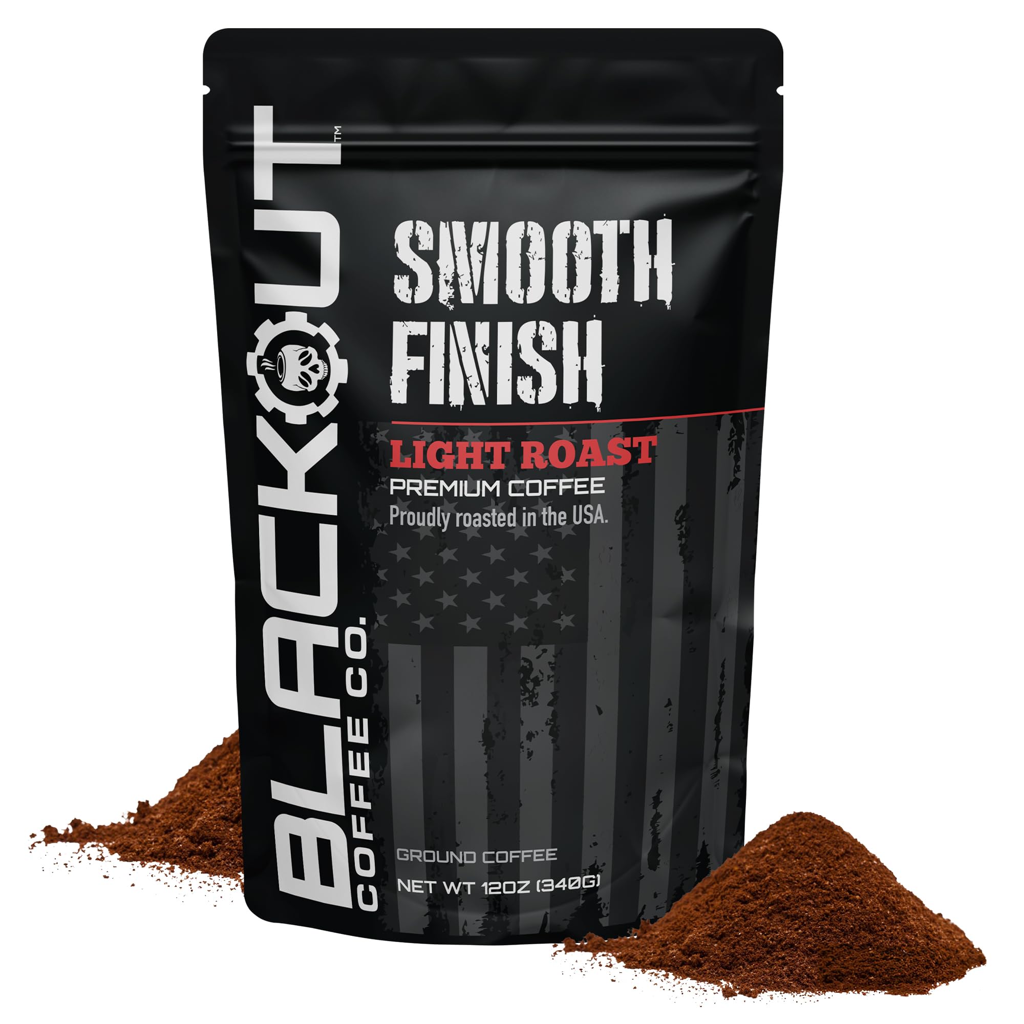 Blackout Coffee Co. Smooth Finish Ground Coffee bag with balanced aroma