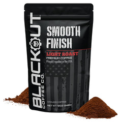 Blackout Coffee Co. Smooth Finish Ground Coffee bag with balanced aroma