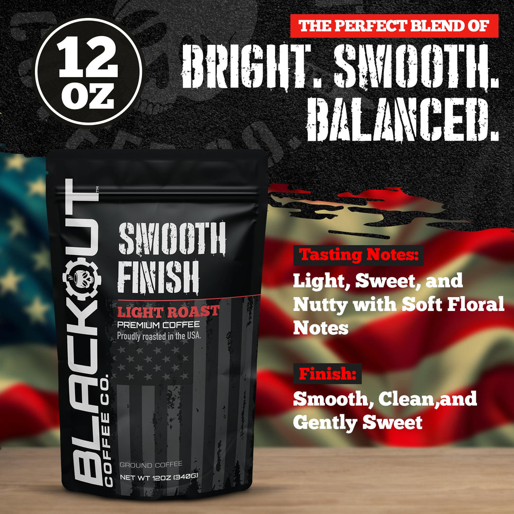 Blackout Coffee Co. Smooth Finish pre-ground packaging ready to use