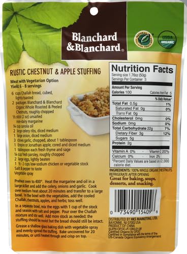 Blanchard & Blanchard organic chestnuts with clear label for healthy snacking.