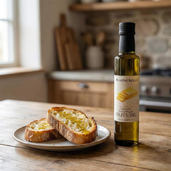 Blazing Bella Butter Olive Oil glass bottle showing built-in pour spout