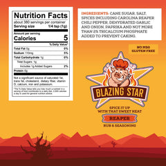 Blazing Star BBQ Reaper Rub bottle pour—versatile seasoning for meats.