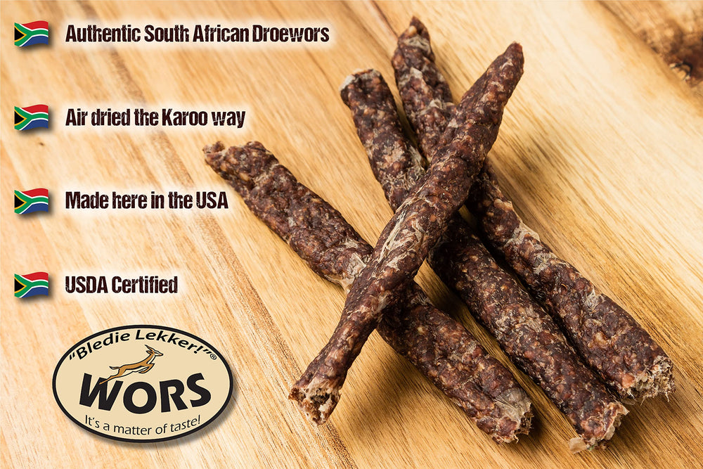 Bledie Lekker Droewors one-pound bag displayed in a pack.