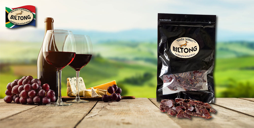 Bledie Lekker biltong on trail snack setup for outdoor adventures