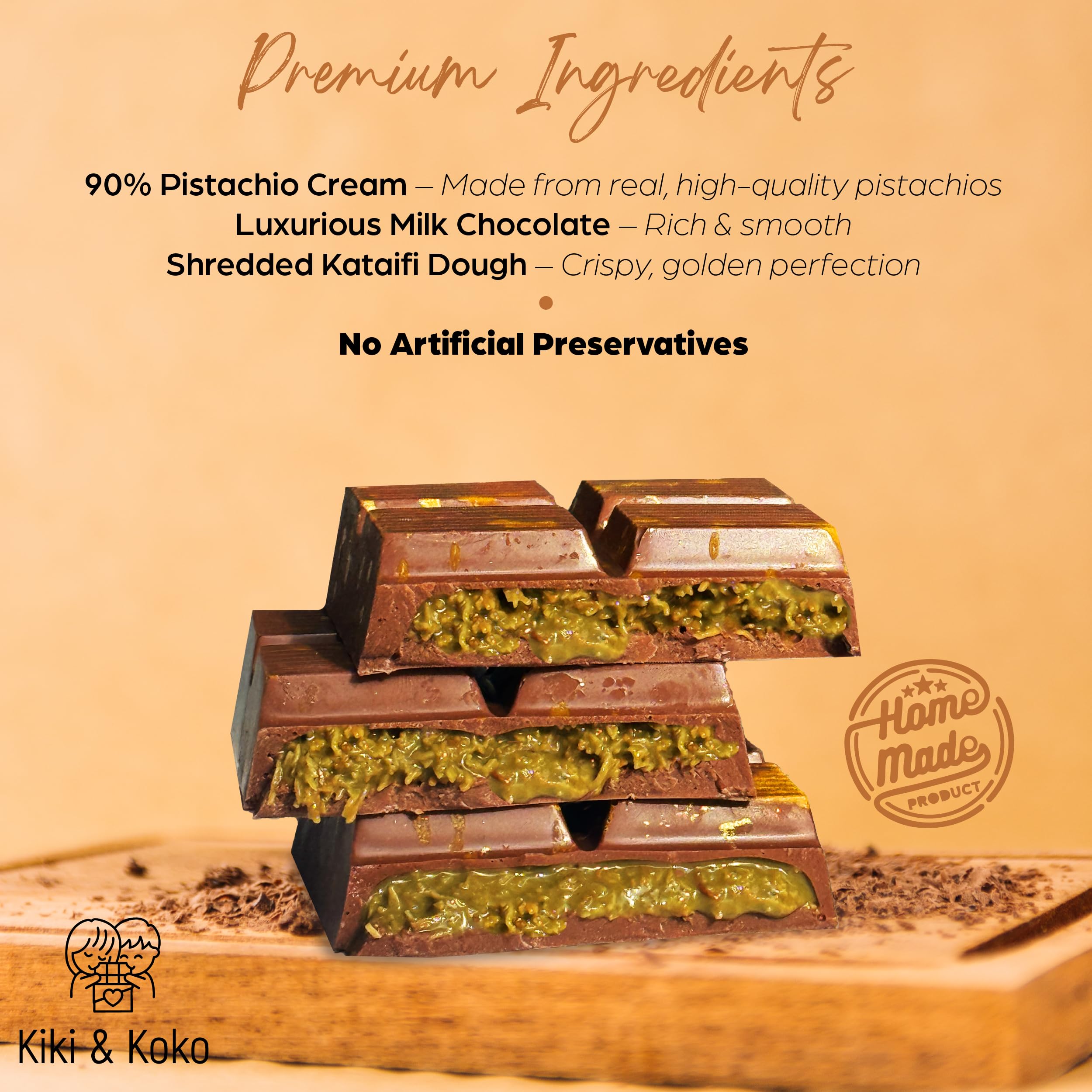 Bleib Gesund Dubai Chocolate Pistachio Bar kataifi crisp texture detail