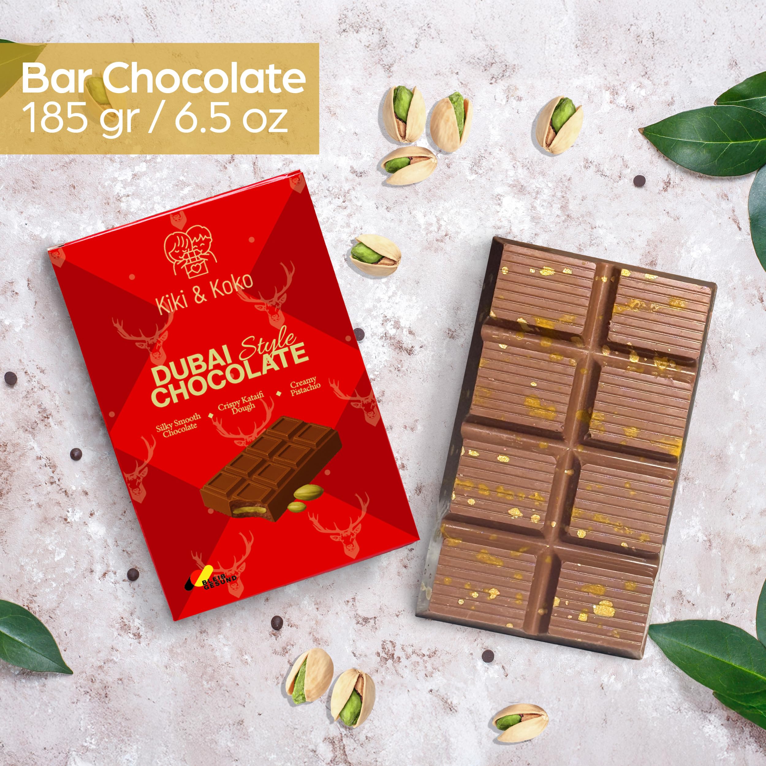 Bleib Gesund Dubai Chocolate Pistachio Bar stored cool for optimal texture