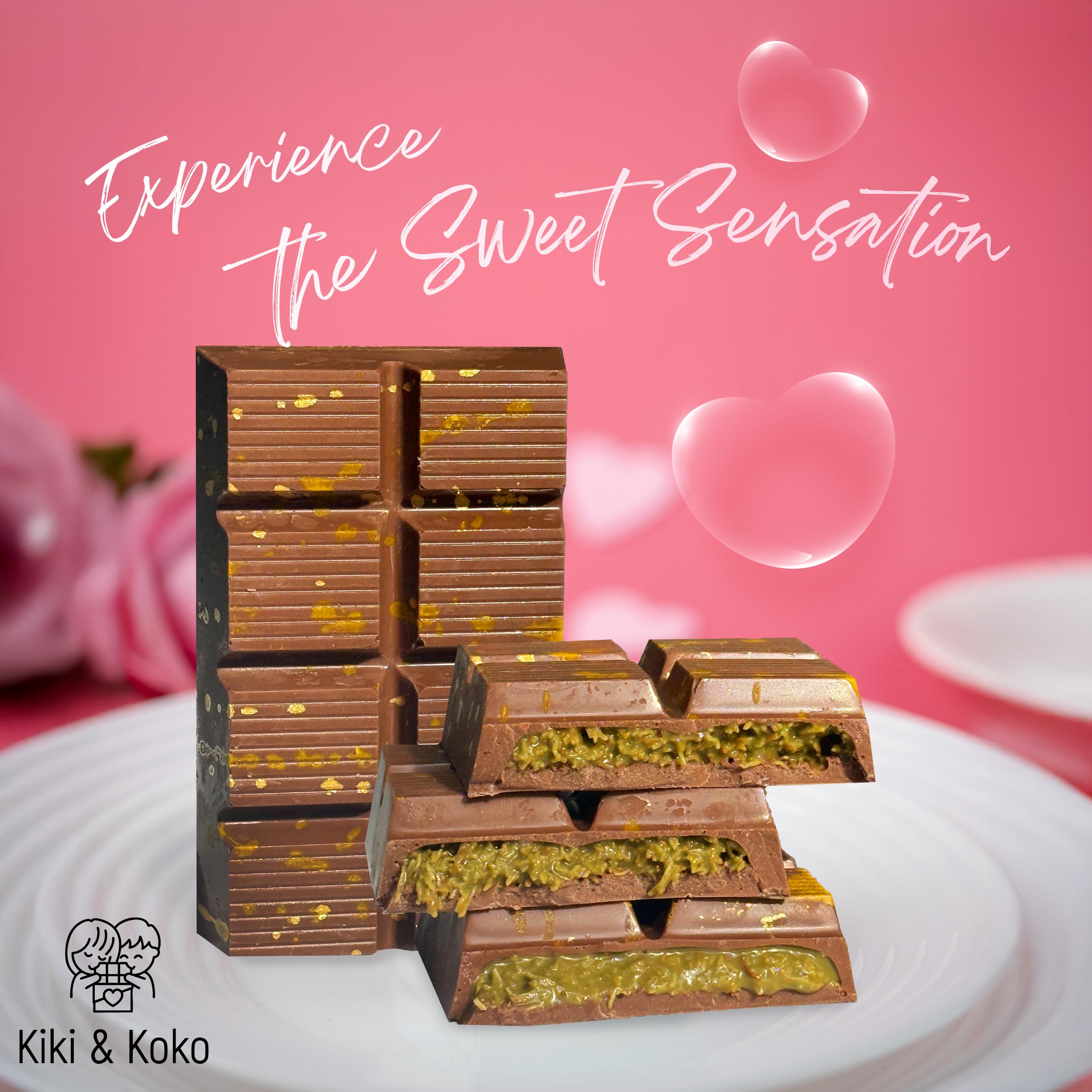Bleib Gesund Dubai Chocolate Pistachio Bar serving suggestion on plate