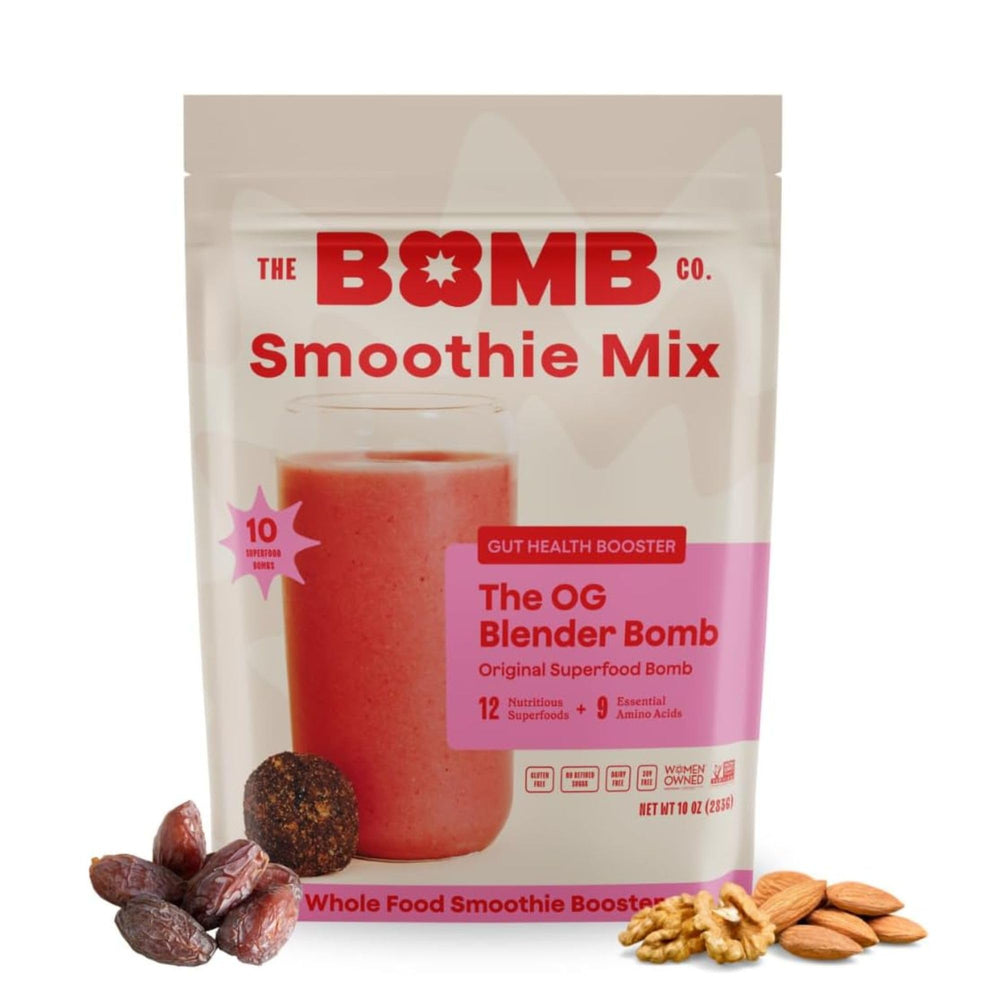 The OG Blender Bomb ingredients close-up highlights plant-based nutrition for smoothies