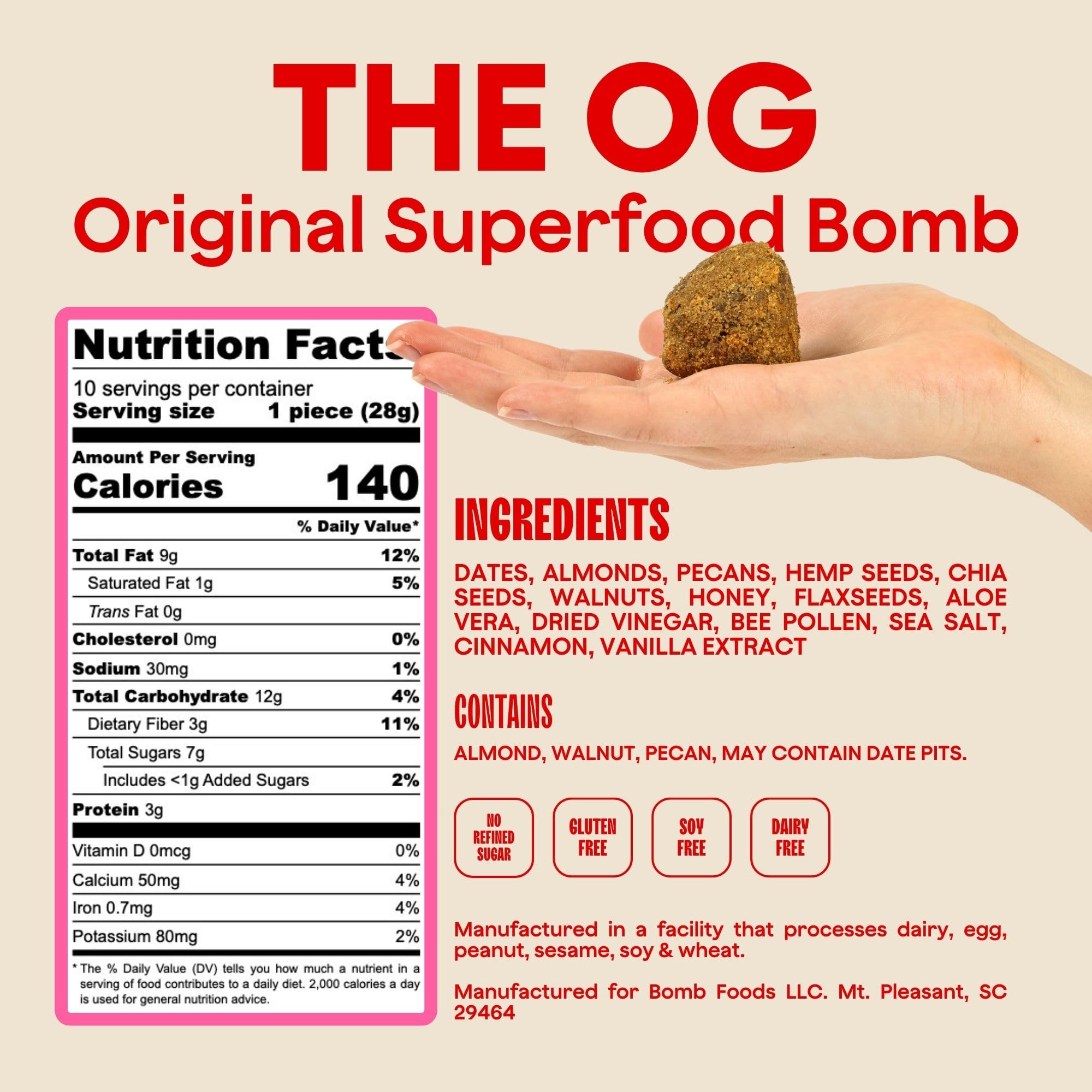 Vegan-friendly Blender Bombs OG as a wholesome snack option