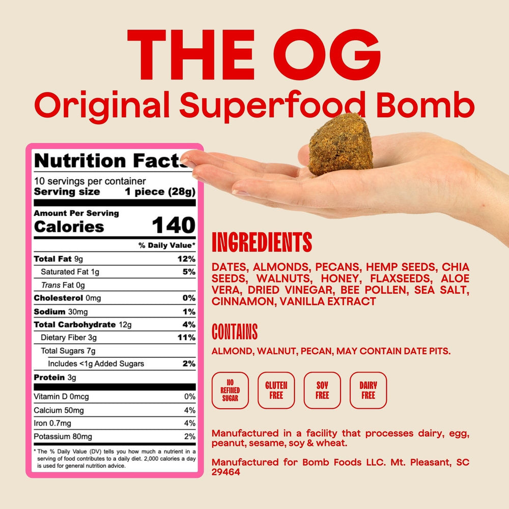 Vegan-friendly Blender Bombs OG as a wholesome snack option