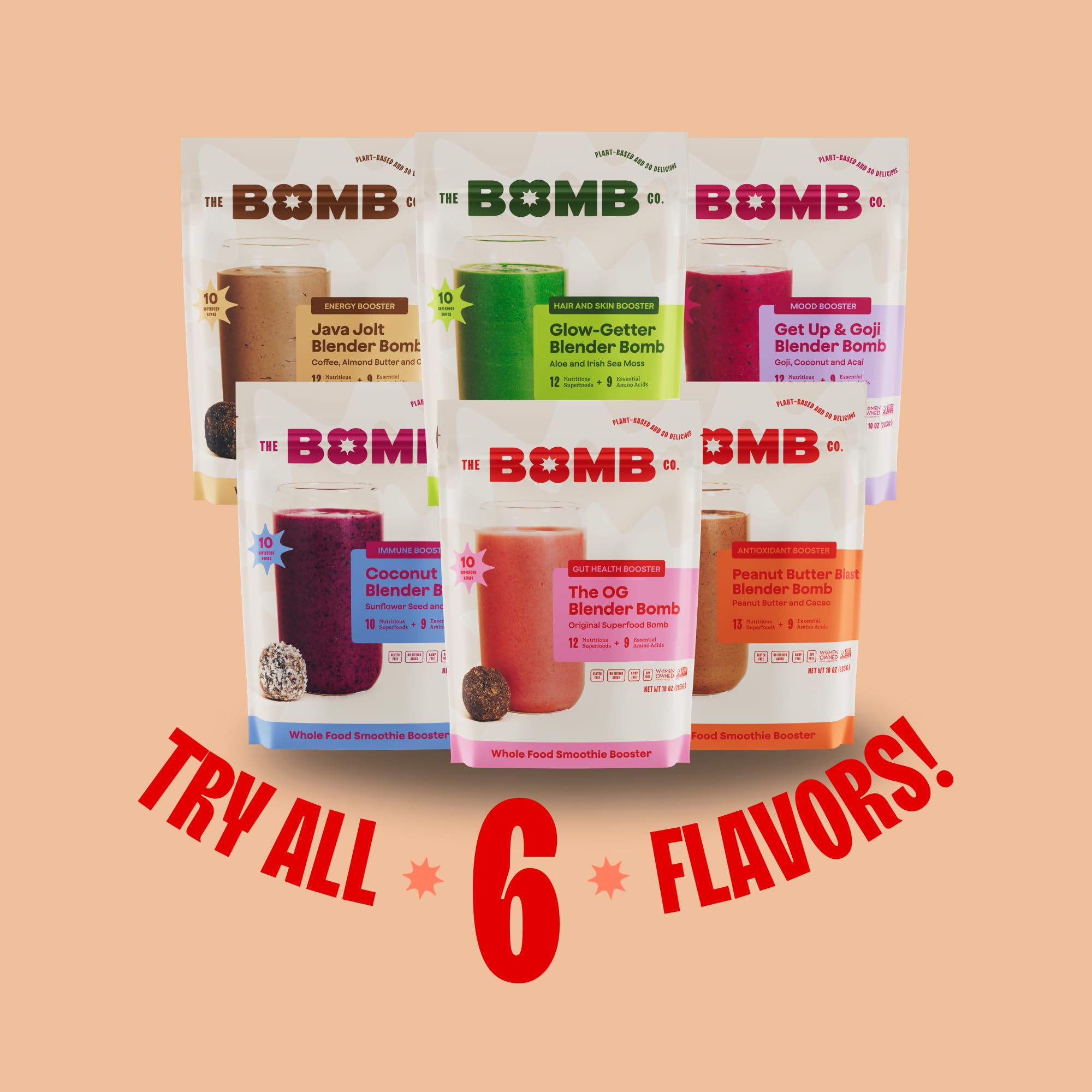 Gluten free and dairy free Blender Bombs Peanut Butter Blast option