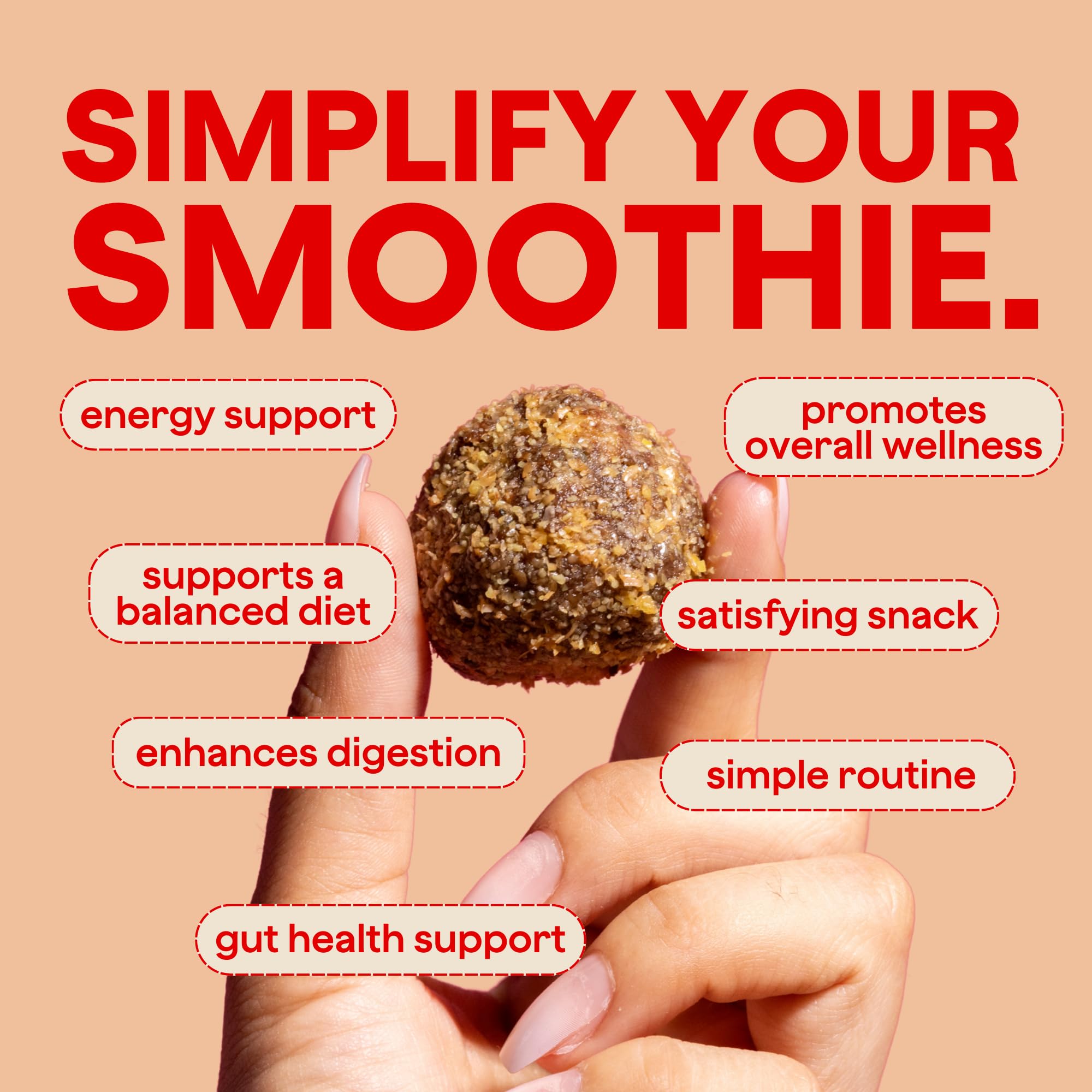 Packaging label for Blender Bombs Peanut Butter Blast gluten free and dairy free